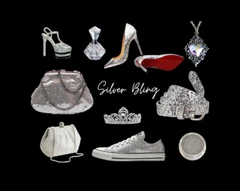 Silver Glitter Clip Art: Wedding Frames PNG (Digital Download)