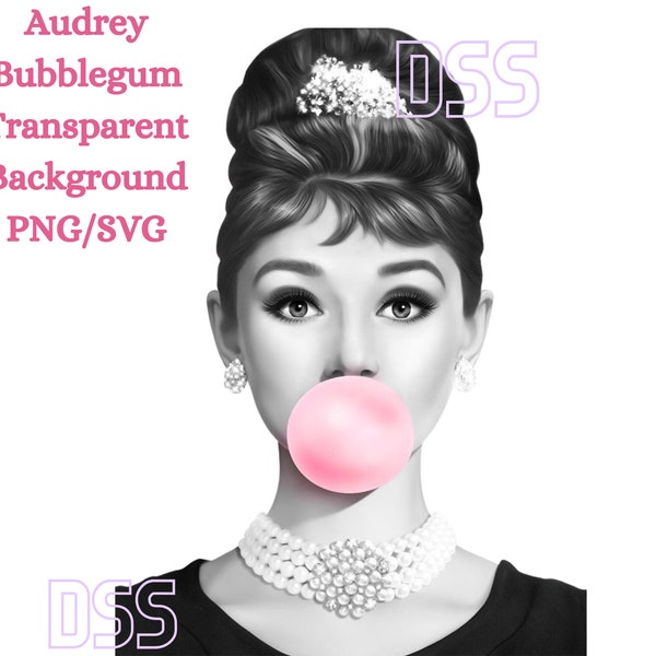 Audrey Hepburn Bubblegum PNG/SVG Clip Art Digital Download Sublimation