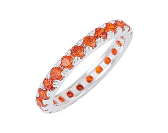Carnelian 925 sterling Silver Eternity Band Ring, Perfect Valentines gift for Her, wedding gift, engagement ring, Anniversary gift for wife