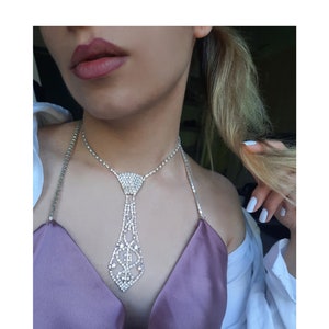Rhinestone Necklace, Tie Pendant Necklace, Pendants