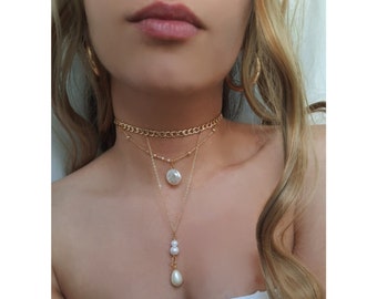 Gold Choker Pearl Necklace, Chokers, Jewelry, Stainless Steel