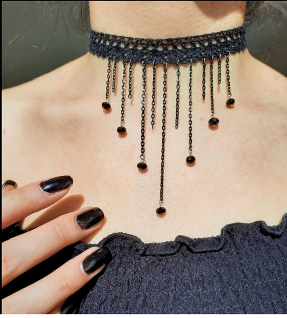 Black Choker Necklace , Chokers , Jewelry , Beaded Pendants