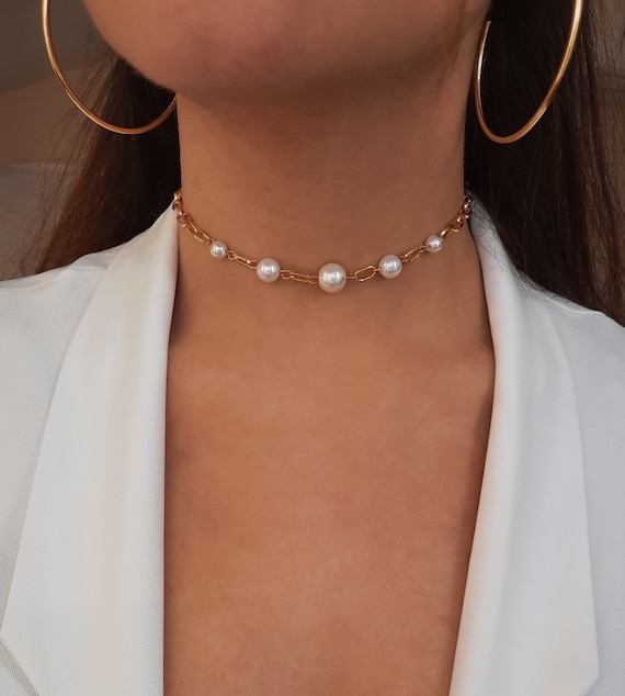 Gold Choker Necklace Chokers Jewelry pearl Necklace 