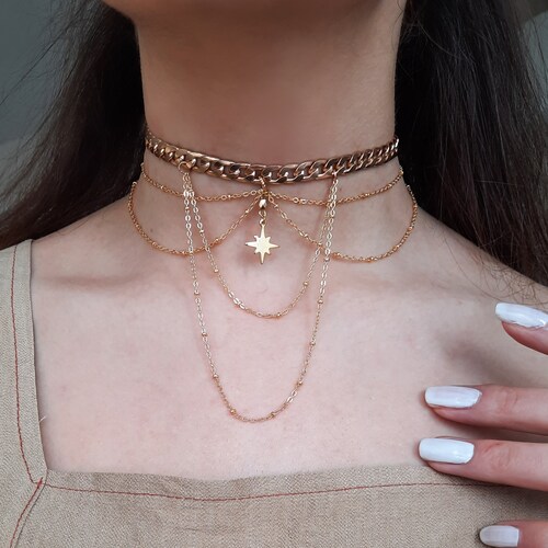 Gold Choker Necklace Chokers Jewelry Stainless Etsy