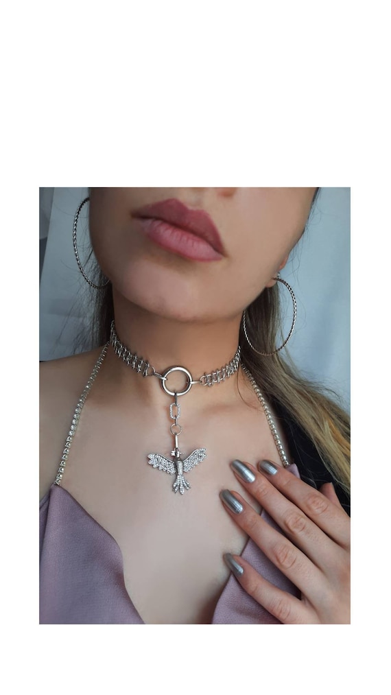 Silver Choker Necklace Phoenix Necklace Chokers Jewelry 