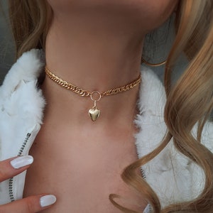 Gold Choker Necklace, Chokers, Jewelry, Heart Necklace, Stainless