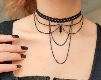 Schwarze Halskette, Chokers, Schmuck, Gothic