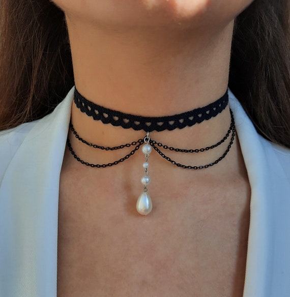 Black Choker Necklace, Chokers, Gothic Necklaces, Jewelry 