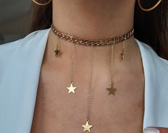 Gold Choker Necklace, Chokers, Jewelry, Stainless, Stars