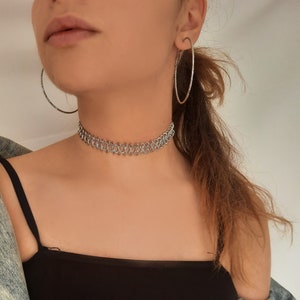 Silver Choker Necklace, Chokers, Jewelry, Silver Plated Stainless Steel