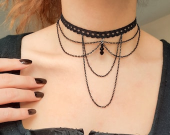 Black Choker , Chokers , Black Choker Necklace , Jewelry , Black Fabric