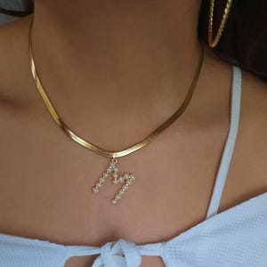 Corrente de cobra dourada, colar inicial, colar com letras douradas, colar com pingente de carta, corrente de cobra com letras, aço inoxidável