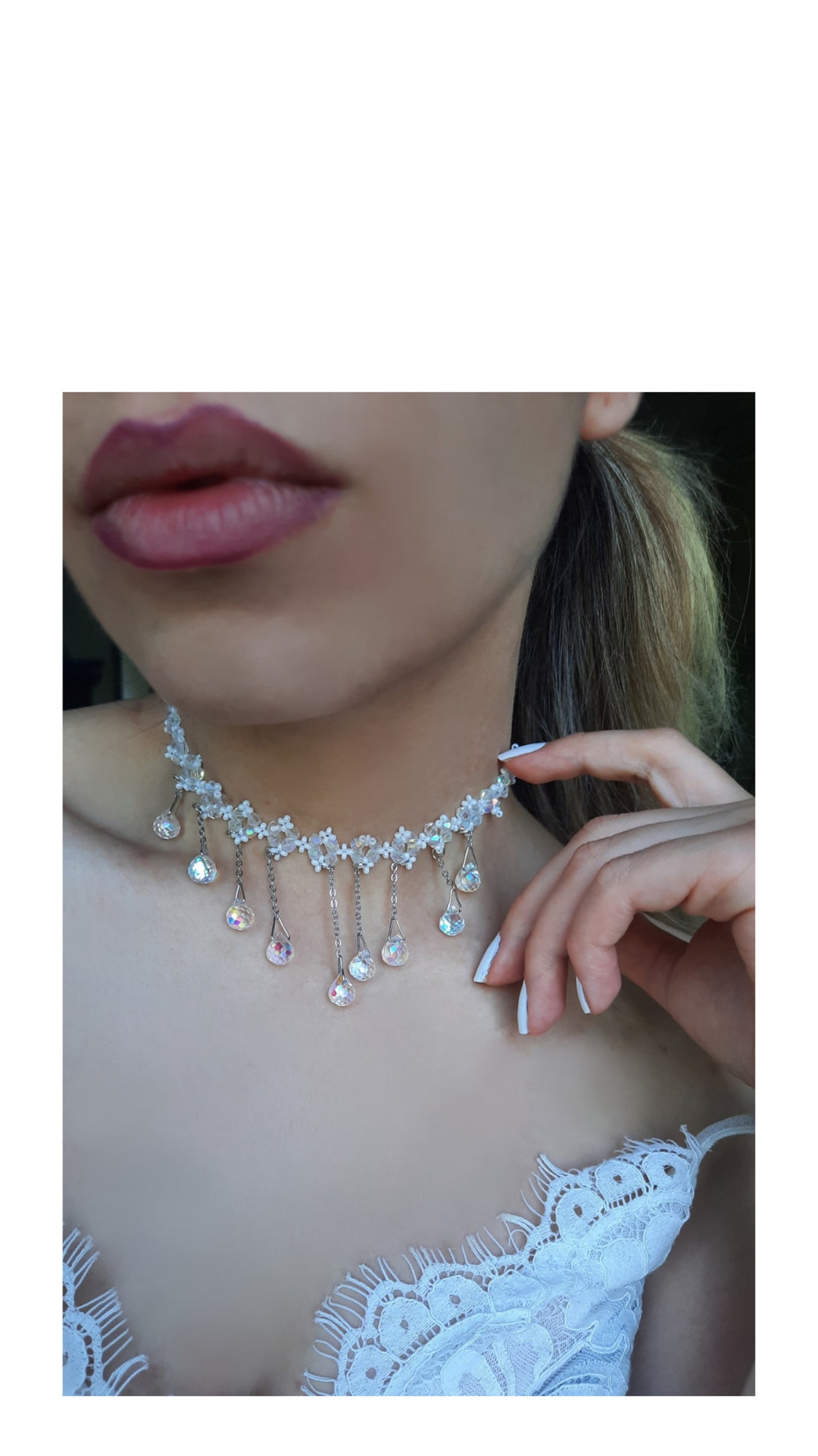 Rhinestone Crystal Choker Necklace, Chokers, Jewelry - Etsy