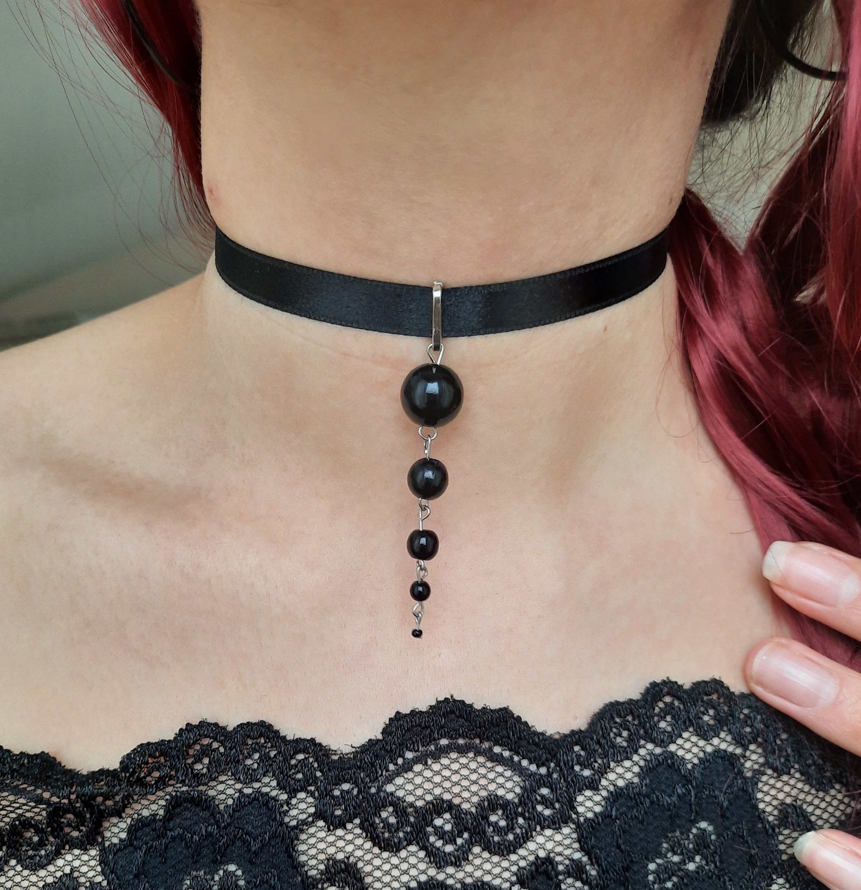 Black Choker Necklace Chokers Necklaces Jewelry Etsy Singapore