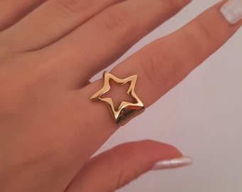 Star Ring , Gold Star Ring , Gold Rings , Adjustable Ring , Stackable ring , Stainless