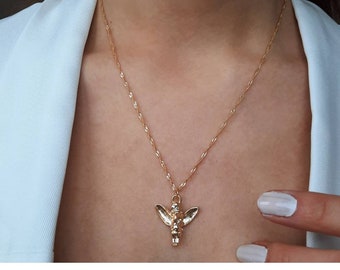 Angel Necklace, Gold Necklace, Angel Pendant Necklace, Jewelry