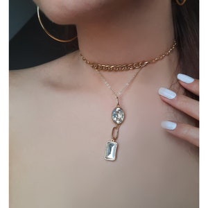 Gold Choker Crystal Necklace , Crystal Choker , Chokers , Jewelry