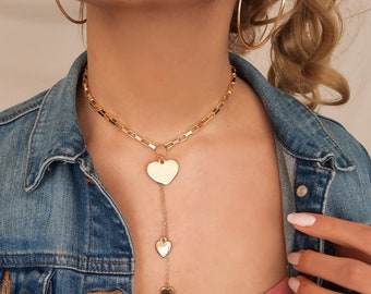 Gold Heart Necklace, Heart Pendant Necklace, Jewelry, Gold Plated Stainless