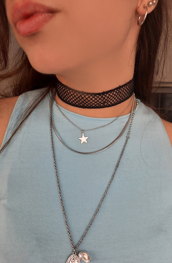 Black Choker Necklace Fishnet Necklace Chokers Choker Necklaces Jewelry only Black Choker Etsy