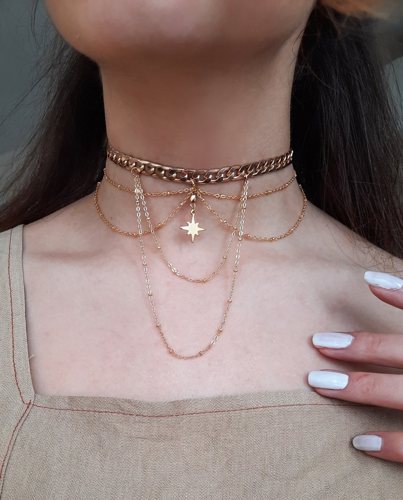 Gold Choker Necklace Chokers Jewelry Stainless Etsy