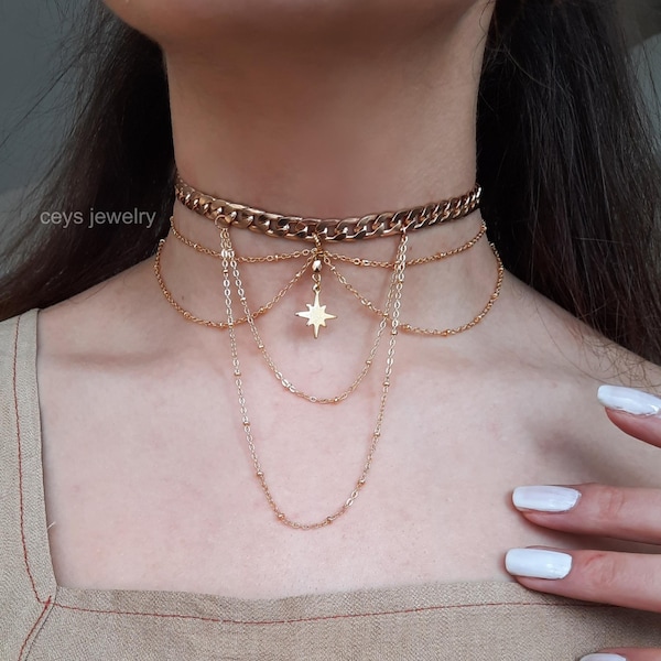 Gargantilha vintage em ouro 14k, Gargantilha vintage, Gargantilhas, Colar vintage em ouro, Joias vintage, Colar de ouro
