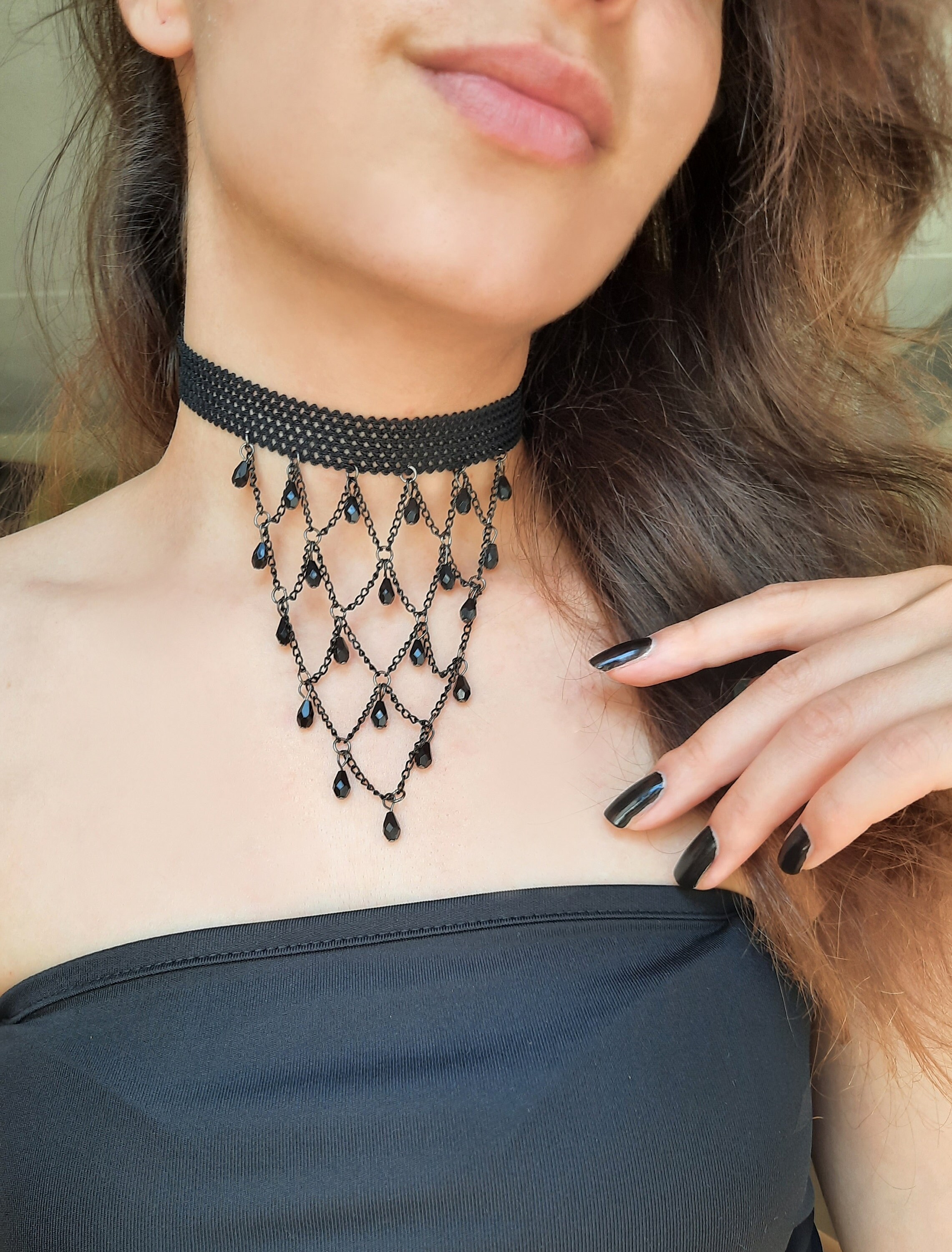 Studded Black Choker Necklace, Silver Studded Leather Choker, Black Leather  Chokers for Women Teens and Girls, Unisex Jewelry 