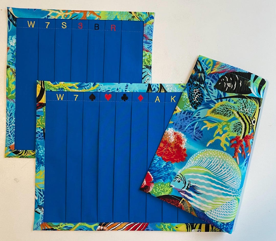 SAMBA Mat EMBROIDERED Canasta Hand and Foot Mat Card Holder Organizer ...