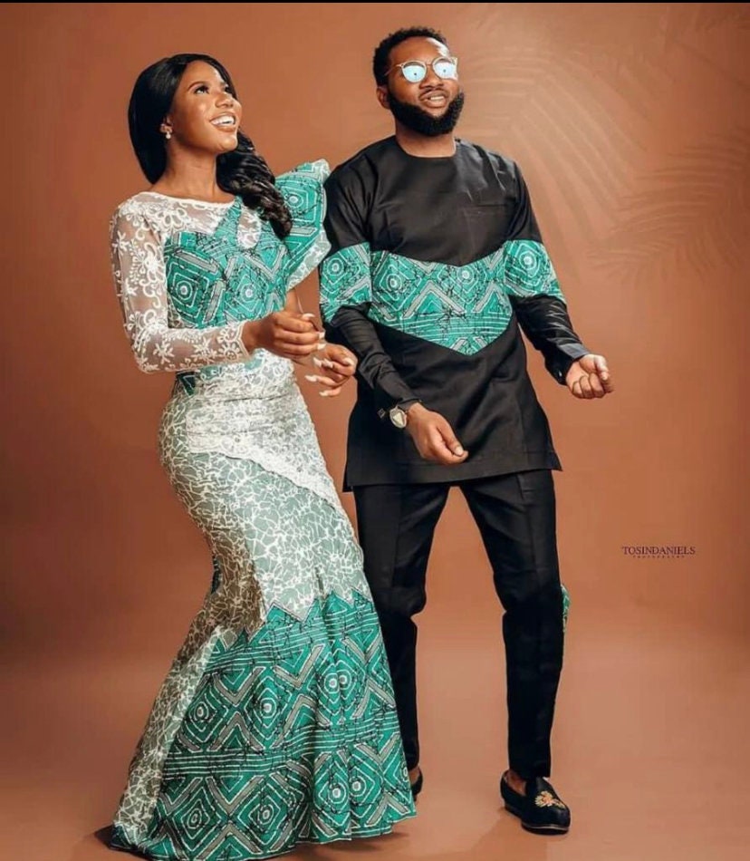 African Couples Matching Outfit, African Couples Clothing,african Print  Couples Clothing for Photoshoot, Couples Engagement Matching Outfits 