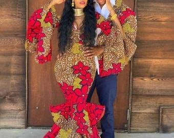 Ankara outfit/ African couple wear/African couple outfit/Africa couple matching set/Africa wedding anniversary outfit