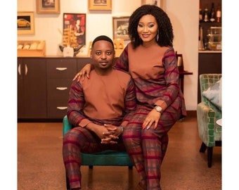 Ankara outfit/ African couple wear/African couple outfit/Africa couple matching set/Africa wedding anniversary outfit