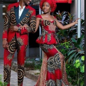 Traje de pareja de África/traje de pareja de África a juego/atuendo de pareja de Ankara/atuendo de boda de pareja de África, traje de fiesta de África/vestido de fiesta de Ankara