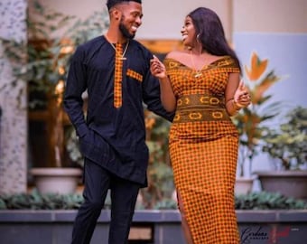 Africa couple matching outfits/Ankara matching couple outfits/Africa Ankara wedding outfits/Africa Ankara prom dress/Africa couple wedding