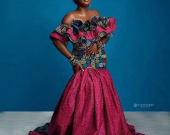 Africa Ankara women maxi dress/Africa couple outfits/Africa Ankara wedding dress/Africa Ankara prom dress/Ankara long gown/Ankara wedding