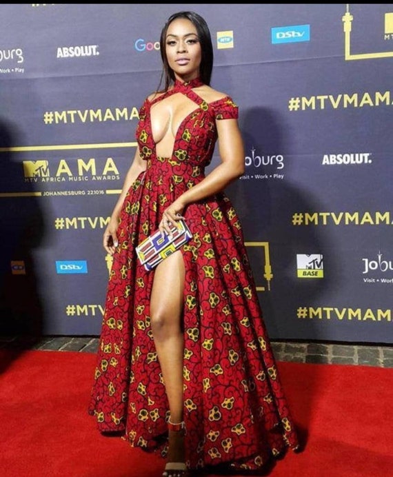 strapless open back dress Luxury Puffy Ruffles Off Shoulder "Riri" Ankara Dress  VAZI BRAND