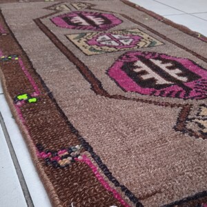 Vintage Turkish Wool Rug: Geometric Entryway Mat (1.67&#39;X3.02&#39;)