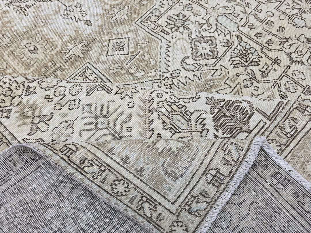 Handcrafted Rug for Living Room: Heriz Pattern Wool & Cotton Large Area ...