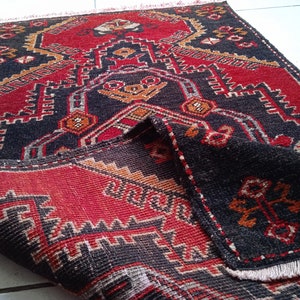 Vintage Red Oushak Rug: Small Turkish Wool Rug (2&#39;X3.84&#39;)