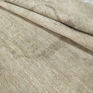 Vintage Turkish Oushak Runner Rug: 3&#39;x13&#39; Beige Wool Hallway Rug