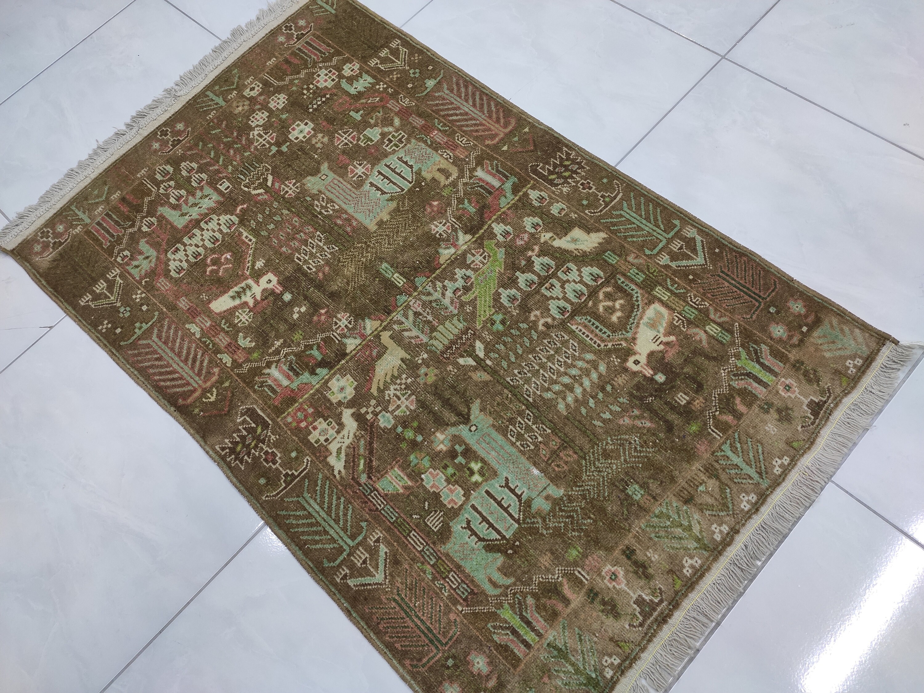 数量限定価格!! Cotton Wool Handwoven 2.89'X4.46' Anatolian Rug Small ラグ・カーペット