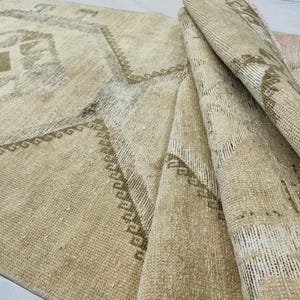 Handwoven Wool & Cotton Hallway Runner: Vintage Turkish Kilim Rug