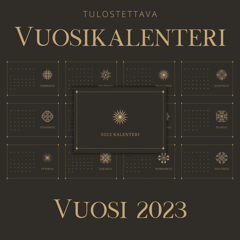 Tulostettava Kalenteri Vuosi 2023 Digitaalinen Lataus - Etsy