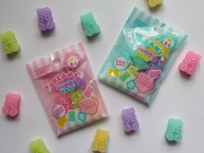 Kawaii Cute Gummy Bear Eraser Cute Erasers Stationary Etsy