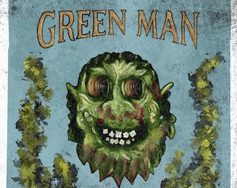 Green Man horror themed pub sign
