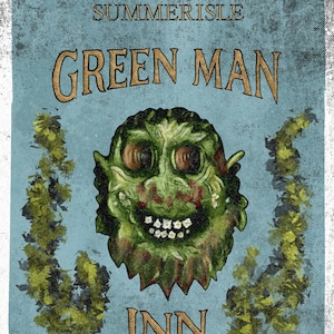 Green Man horror themed pub sign