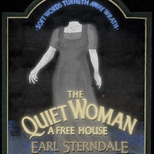 Quiet Woman horror themed pub sign