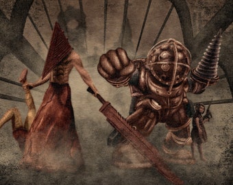 Pyramidhead and Big Daddy art