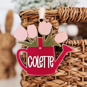 Gießkanne Anhänger Ostern / Anhänger Blume Osterkorb / Namensanhänger Tulpe / Anhänger Osternkorb / Namensanhänger Osternkorb / Personalisierter Osterkorb Anhänger
