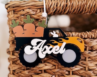 Monster Truck Easter-tag / Easter Basket-tag / Easter Basket-naamtag / Gepersonaliseerde Easter Basket-tag