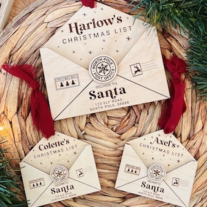 Adorno de carta a Papá Noel, adorno de lista de Navidad personalizado, colgante de pared con carta a Papá Noel