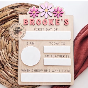 First Day of School Sign / Personalized First Day of School Sign / Dry Erase First Day of School Photo Prop